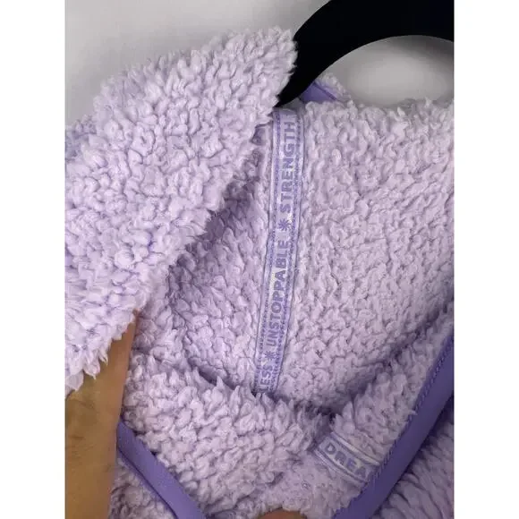 Athleta Girl Hooded Sherpa Pullover, Lavender Purple Fleece Cozy Kangaroo Pocket - Picture 13 of 16
